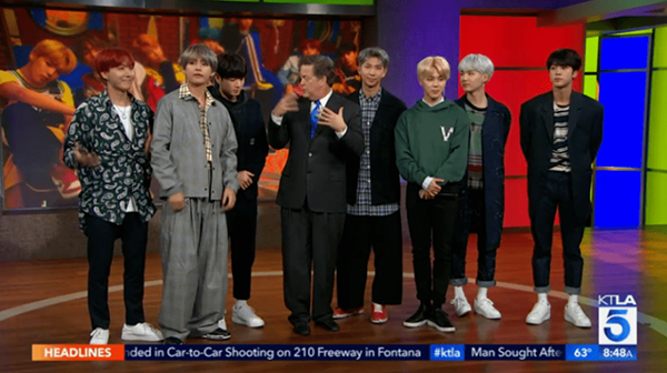 미국 토크쇼 방송에 출연한 BTS(방탄소년단)