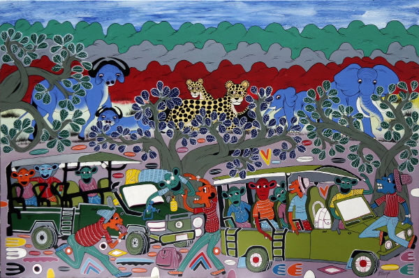 헨드릭 릴랑가, Safari, gloss on canvas, 150×100cm, 2022